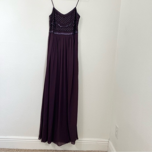 Adrianna Papell Formal Sleeveless Bead Bodice Chiffon Gown Color Purple Size 8 - Picture 3 of 11